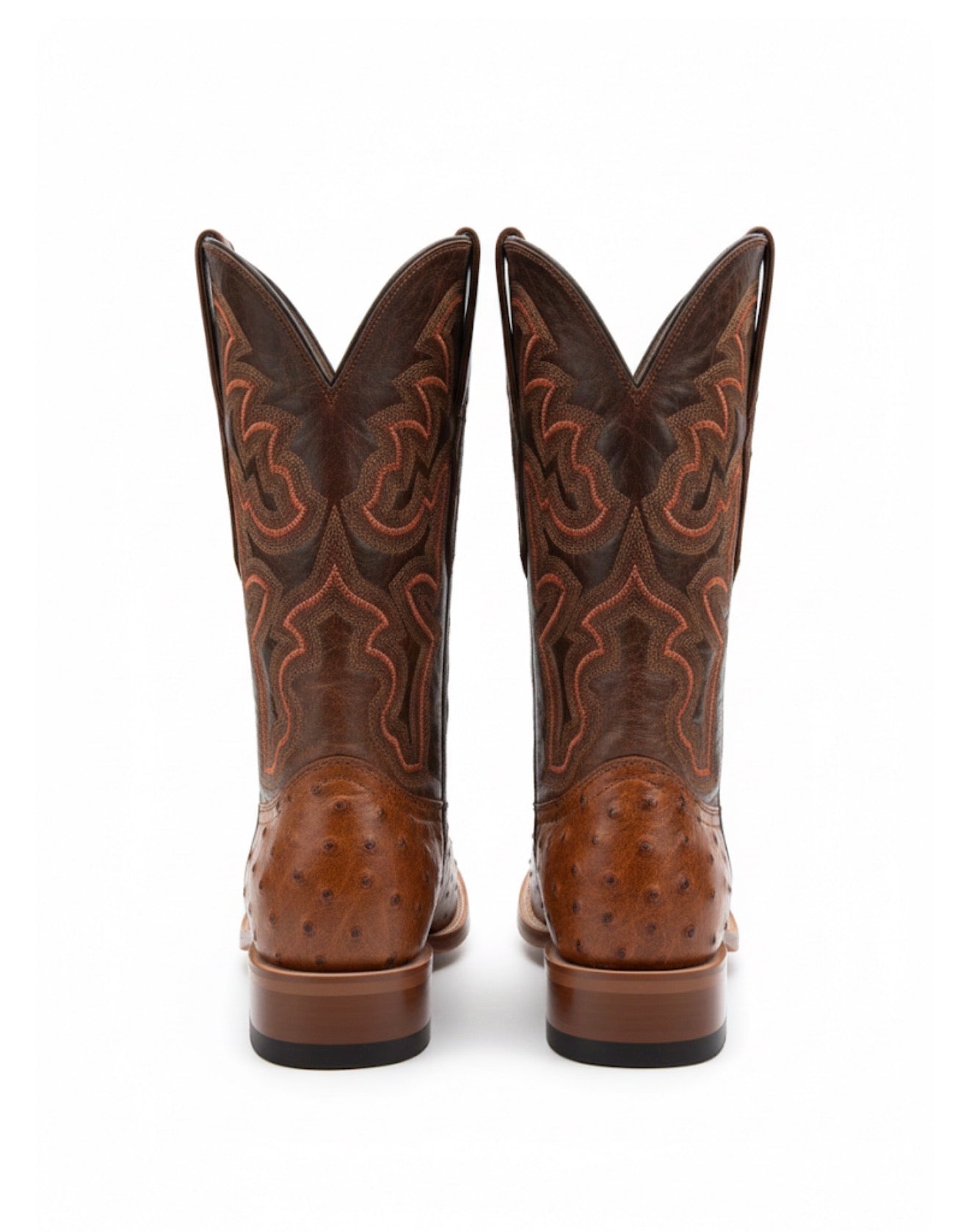 Men Wide Square Toe Cognac Print Boots