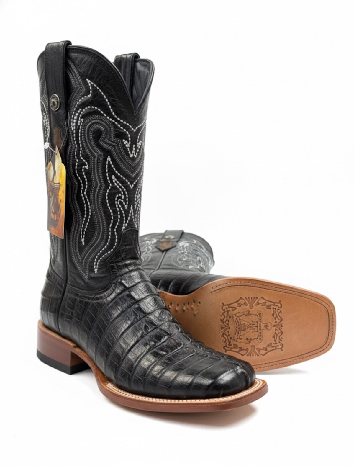 Men Wide Square Toe Black Print Boots Ovando Fashion Western Wear Men Wide Square Toe Black Print Boots Ovando Fashion Western Wear