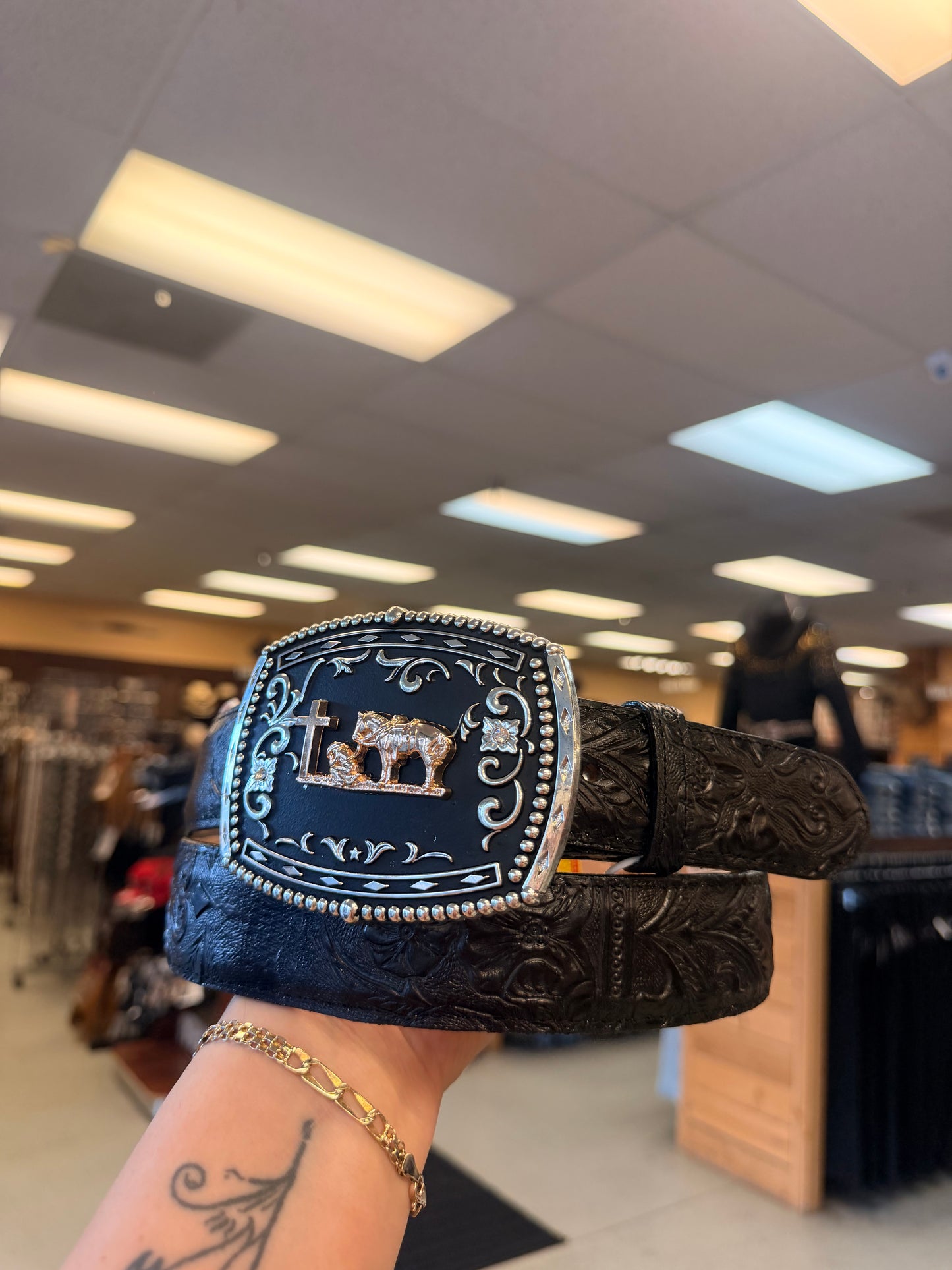 Men western belts black