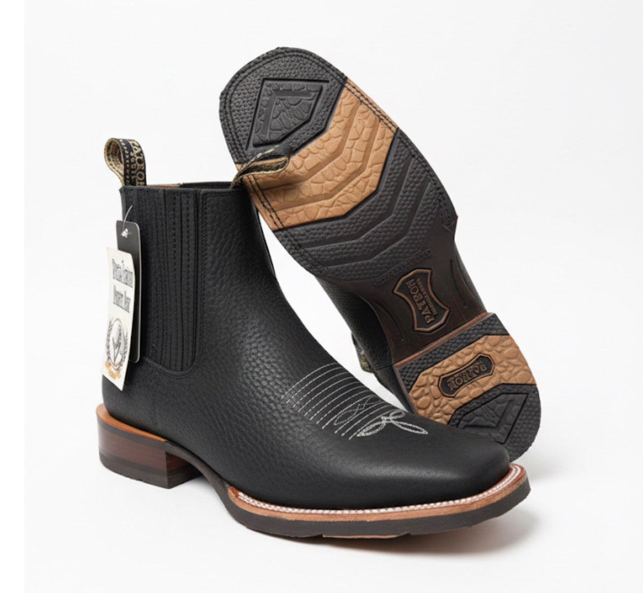 Botin Rodeo Black Rhino Square Toe With Rubber Sole