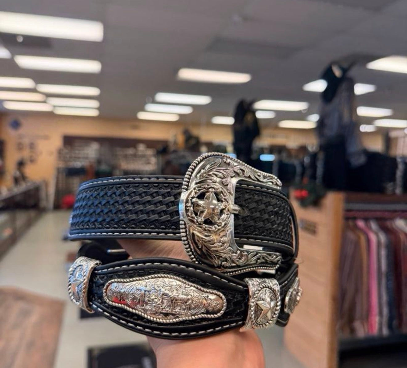 Men western belts black