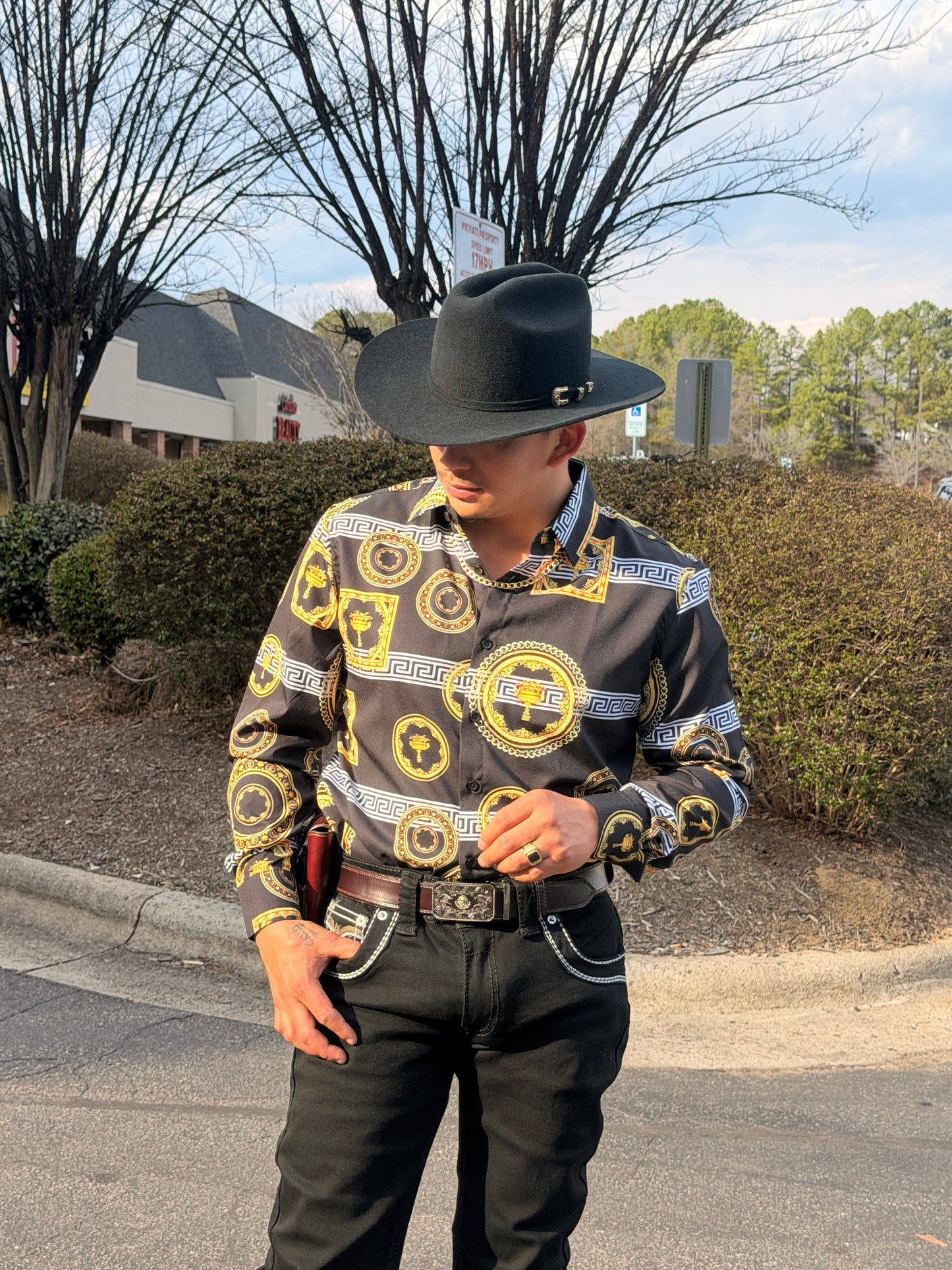 Men western shirt black