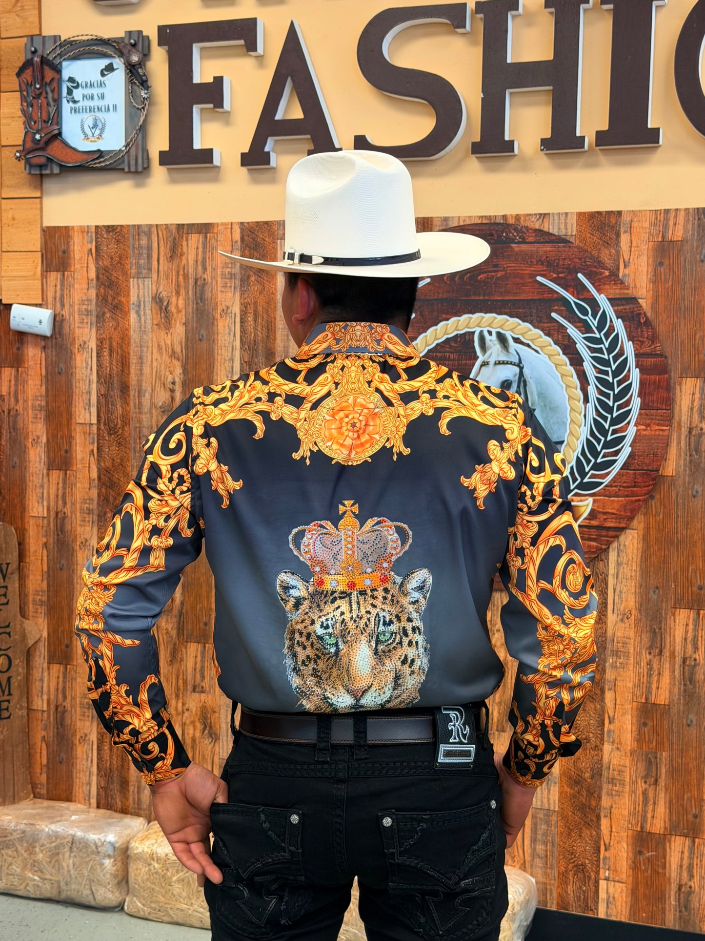 Men western shirt black