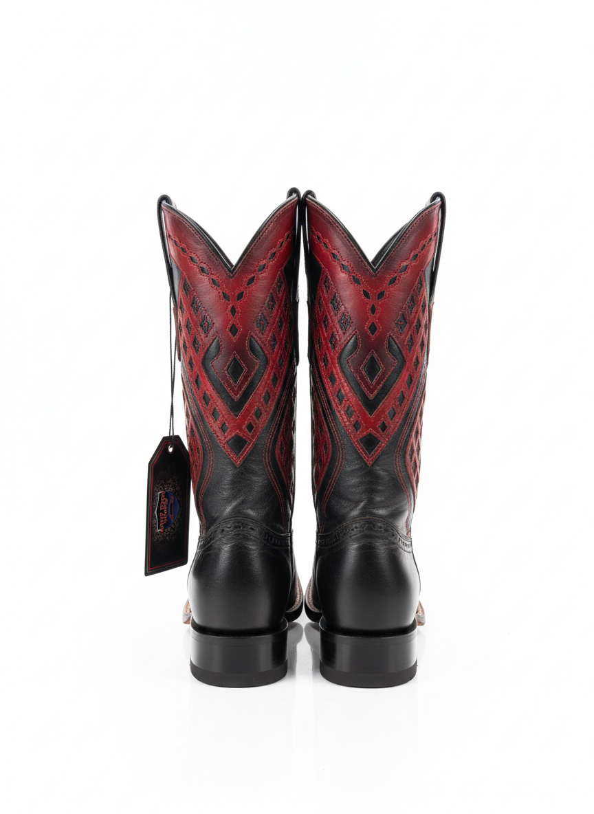 Men boots Narrow Saqueare Toe Black cherry