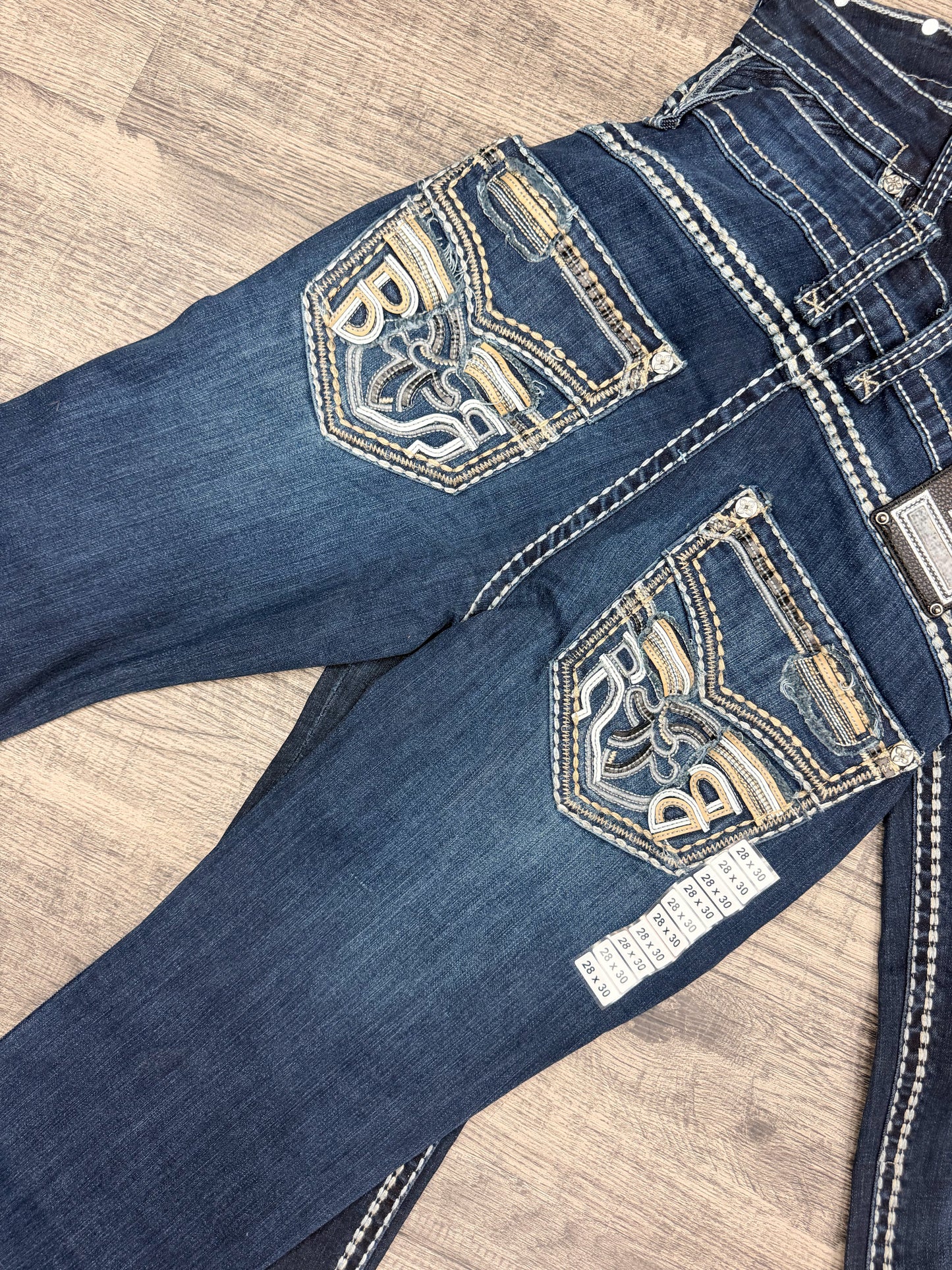 Men western jeans Dark Blue