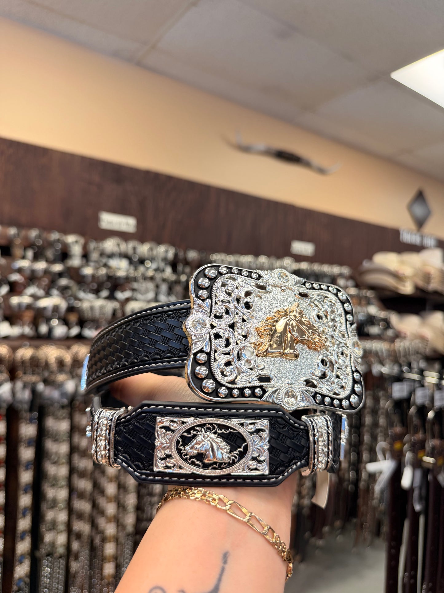 Men western belts black
