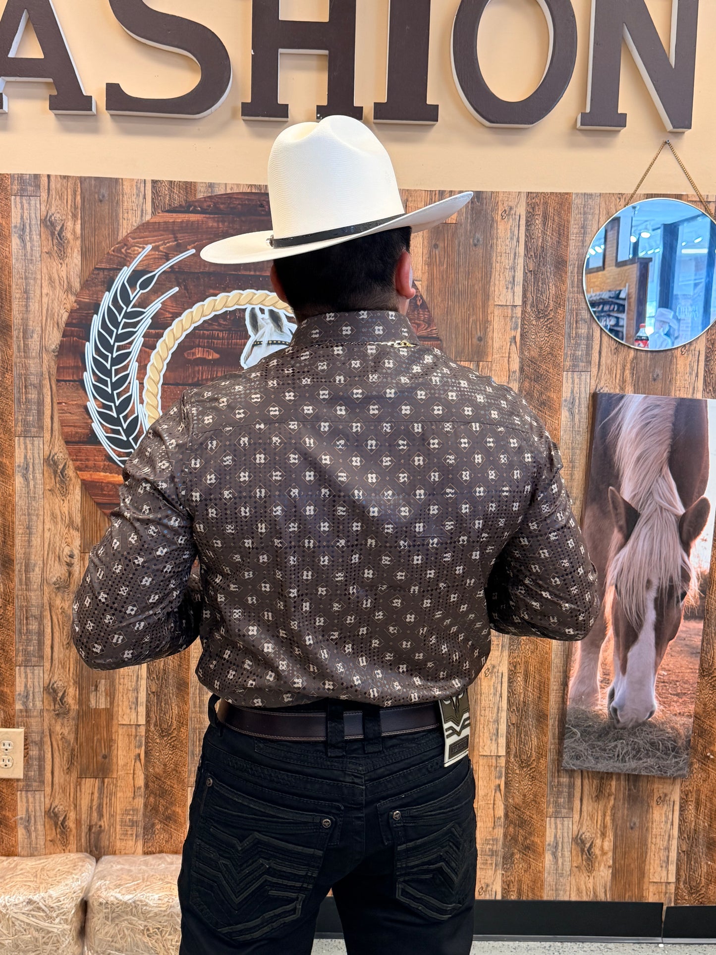 Men western shirt brown