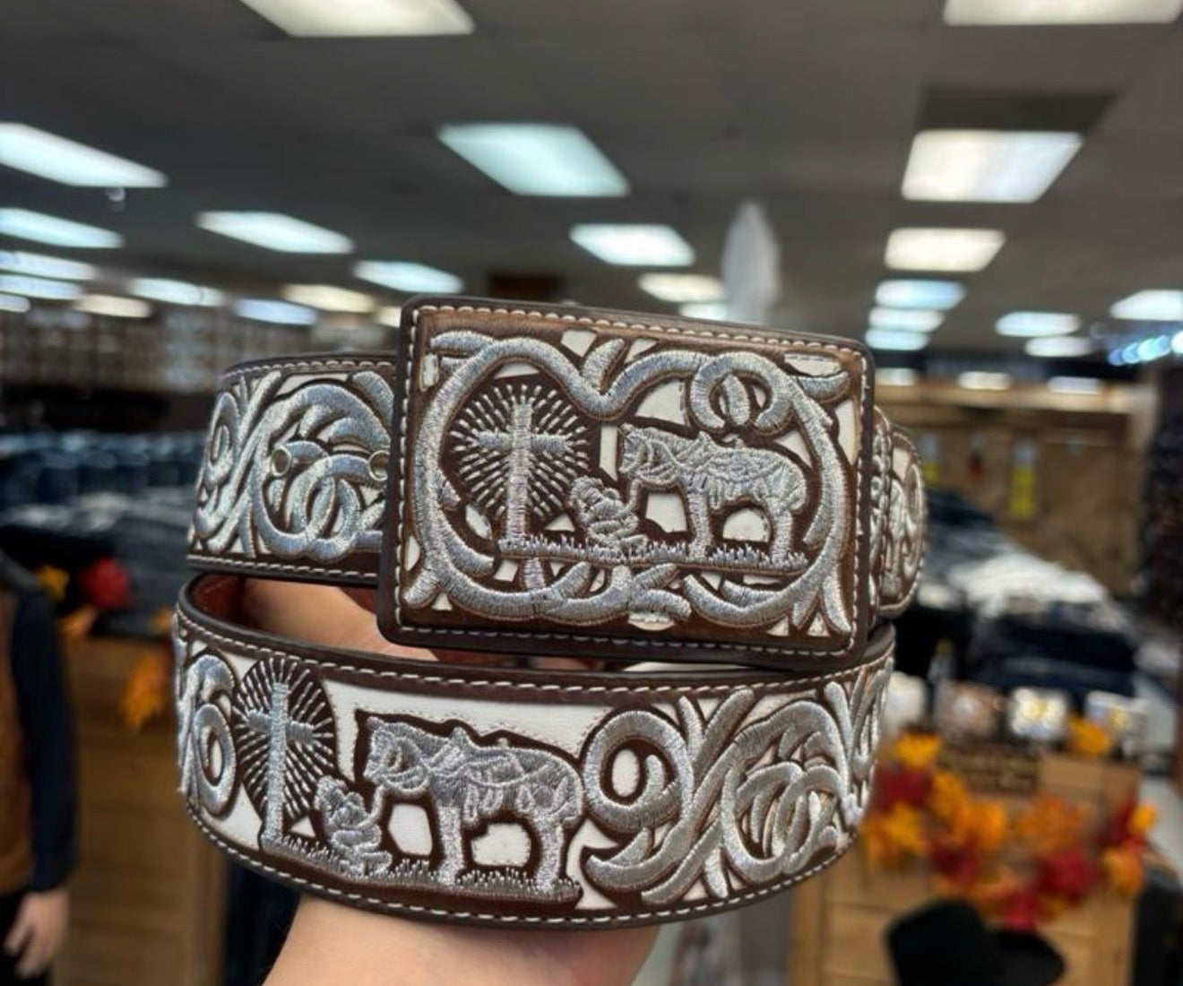 Men western belts brown