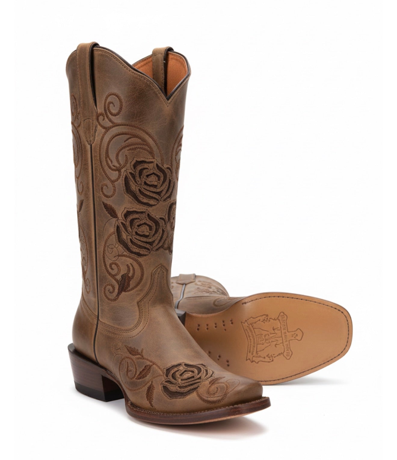 Women boots McAllen Sand W/Brown Rose Inlay