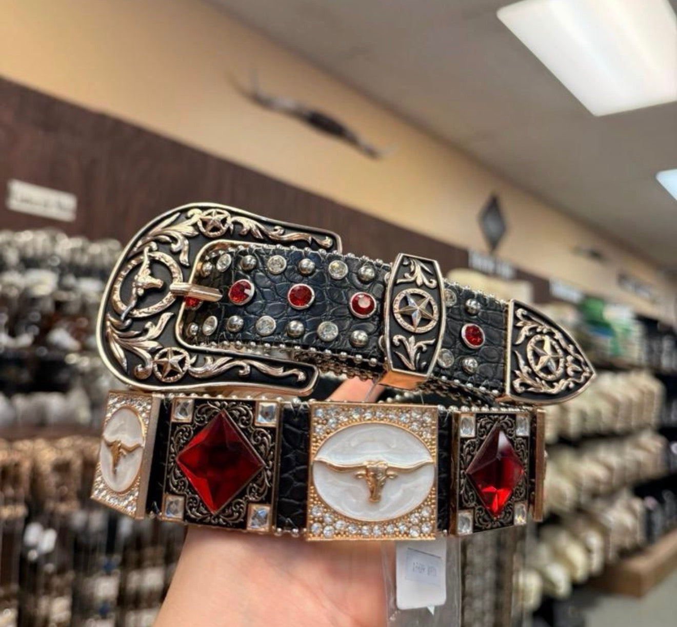 Men western belts Red