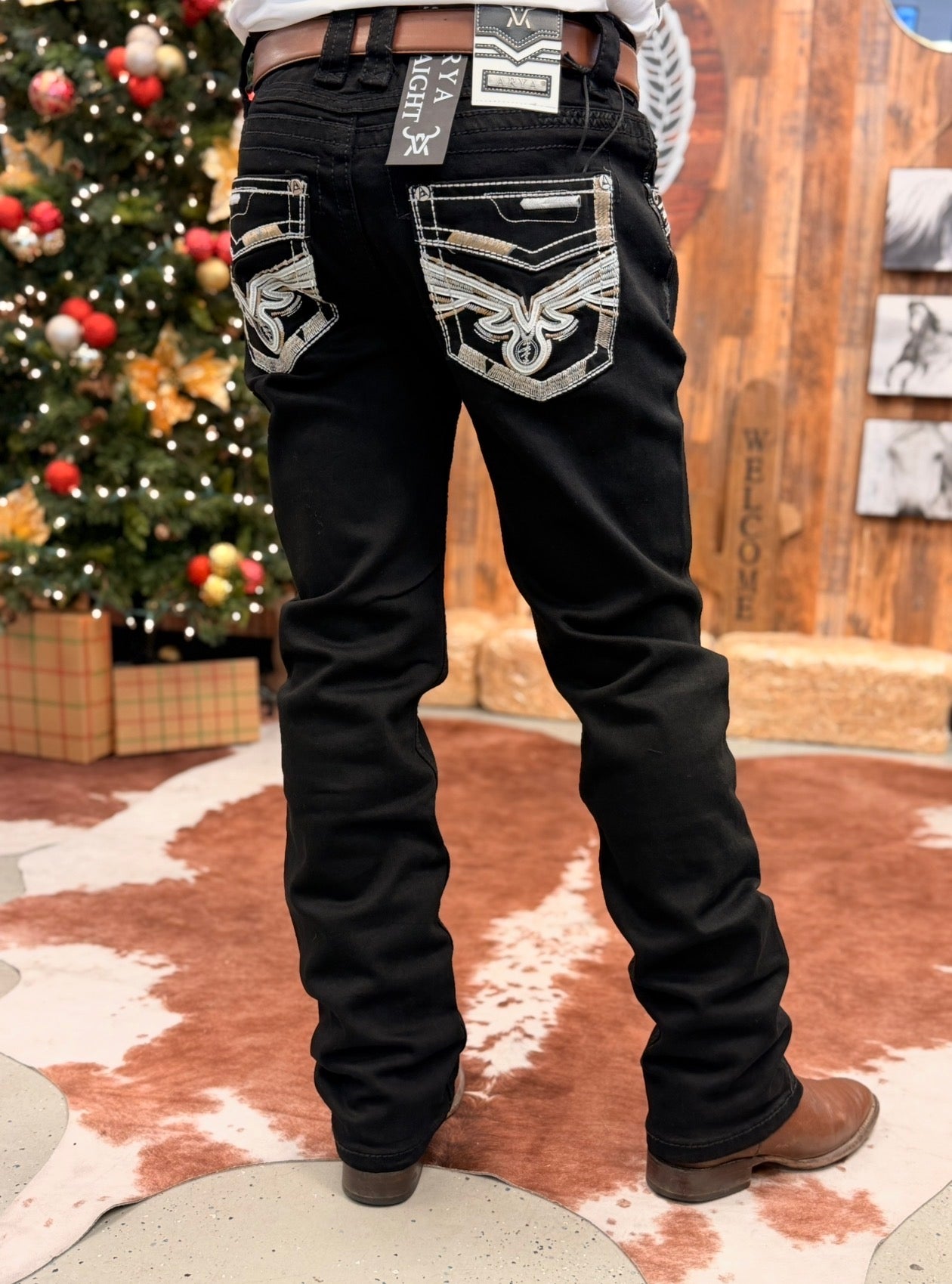 Men western jeans black