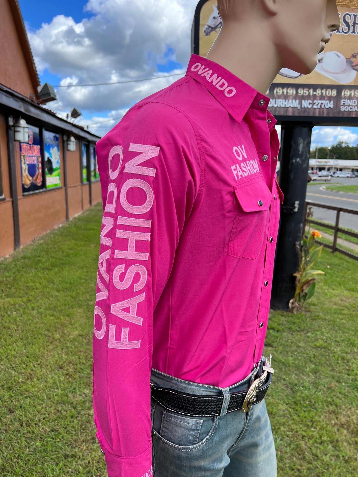 OV Fashion para hombre rosa oscuro con letras rosa claro