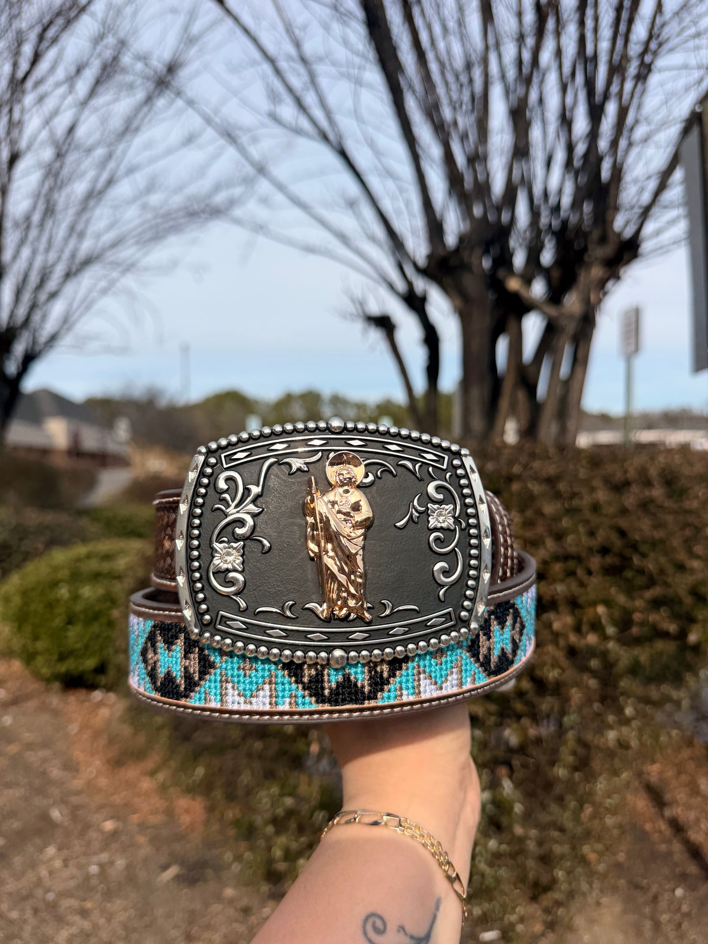 Men western belts brown