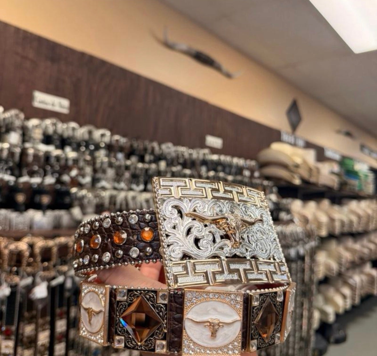 Men western belts brown with buckle