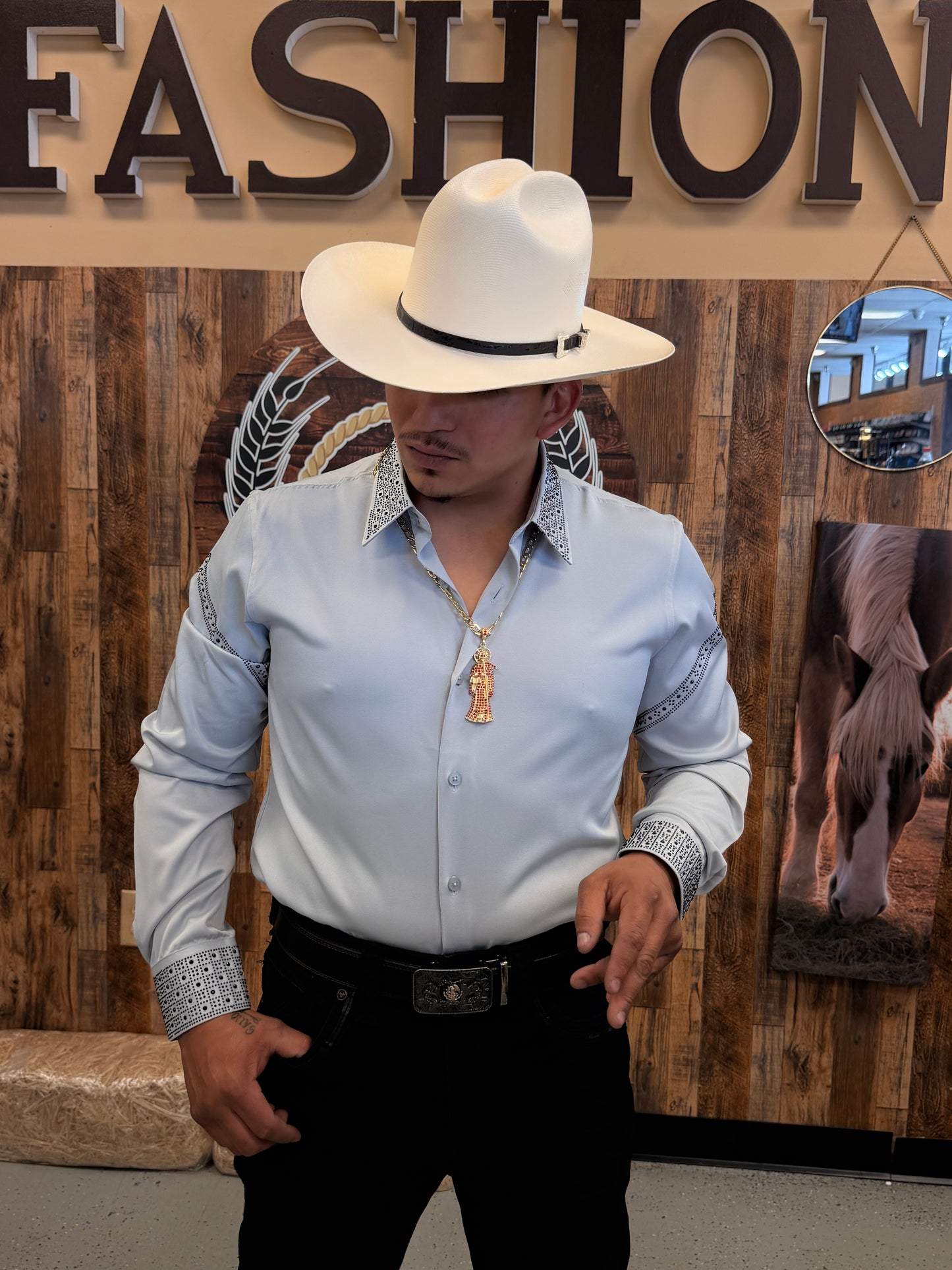 Men western shirt grey
