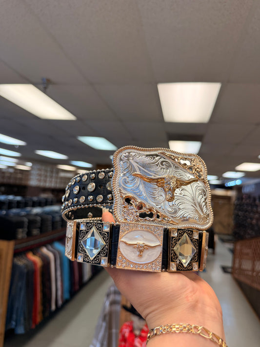 Men western belts Black