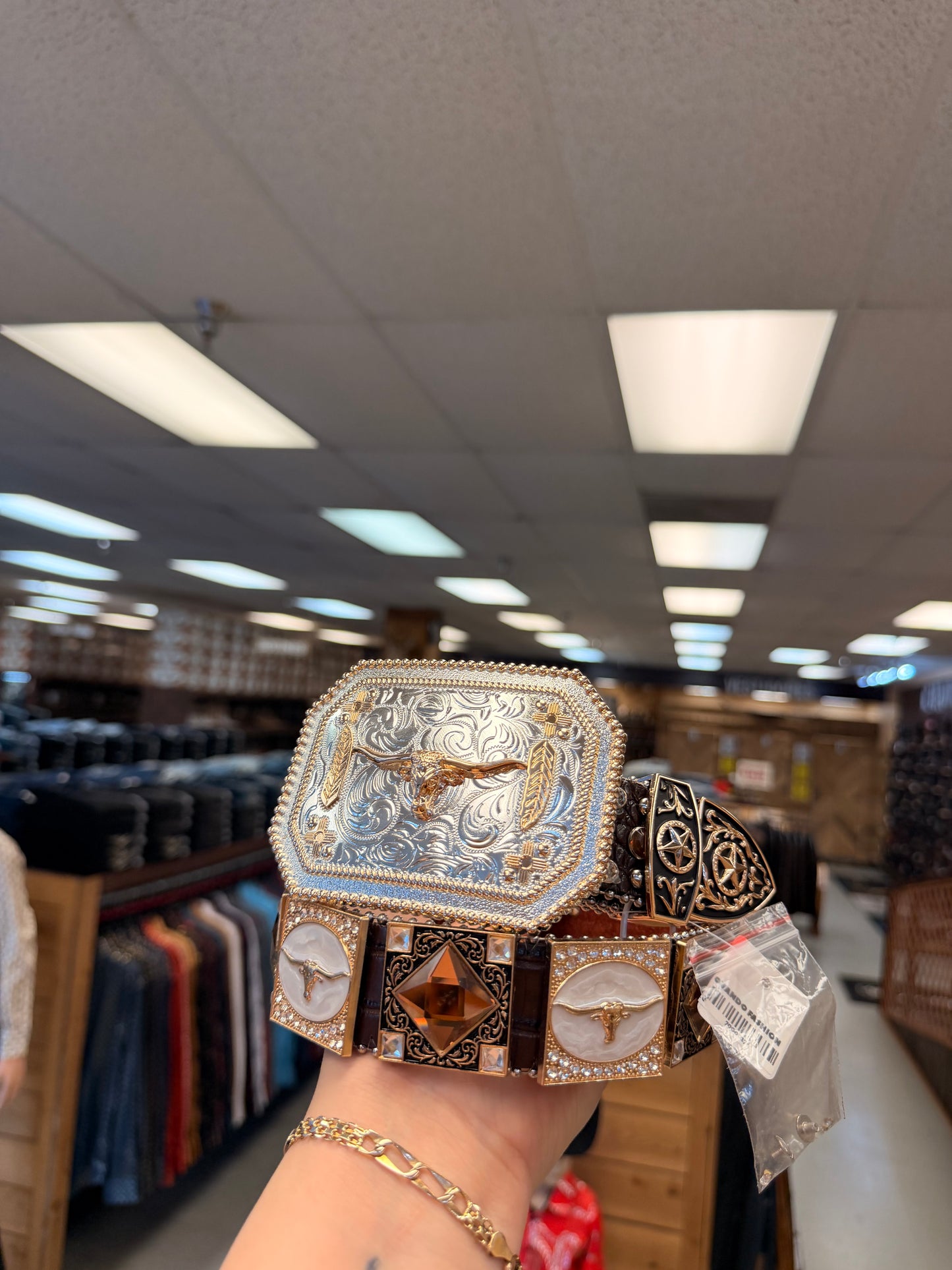 Men western belts Brown