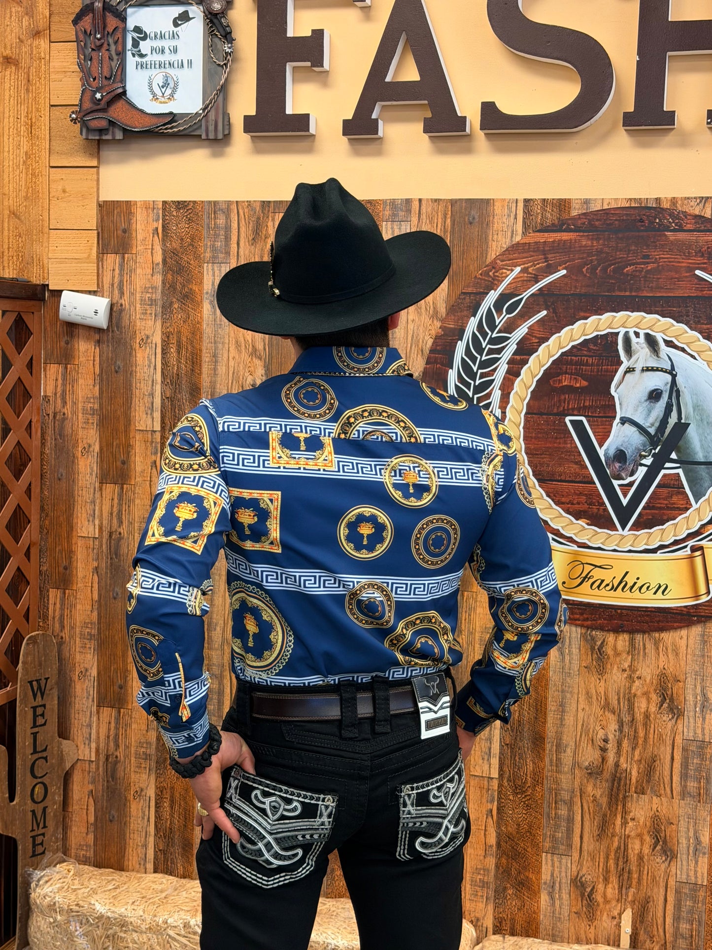 Men western shirt blue