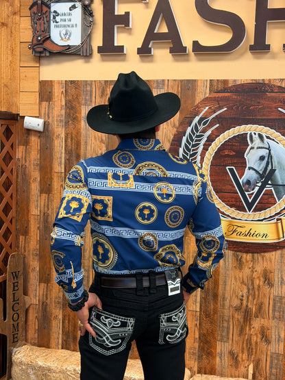 Men western shirt blue