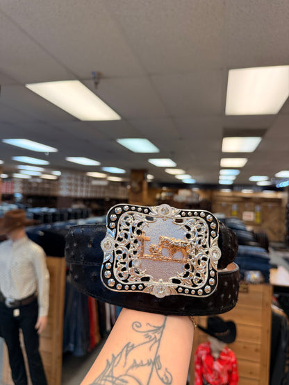 Men western belts Black with buckle