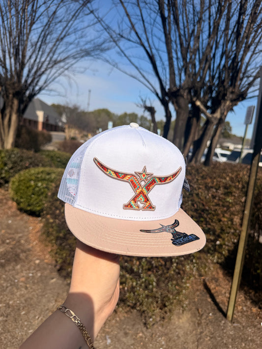 Men cap white and beige