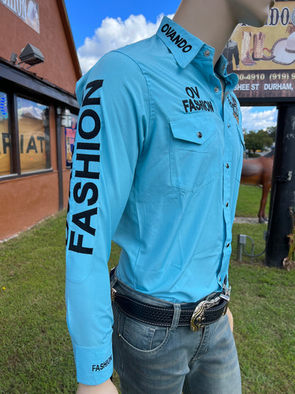 OV Fashion para hombre azul celeste con negro