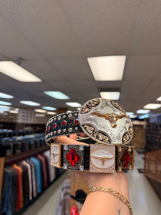 Men western belt Red