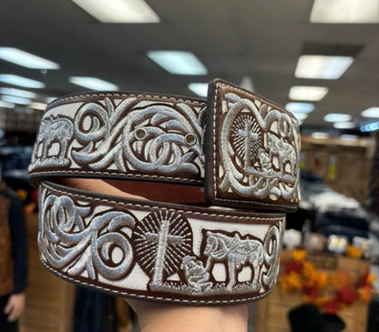 Men western belts brown
