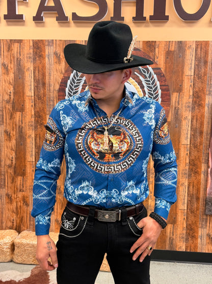 Men Wester shirt blue