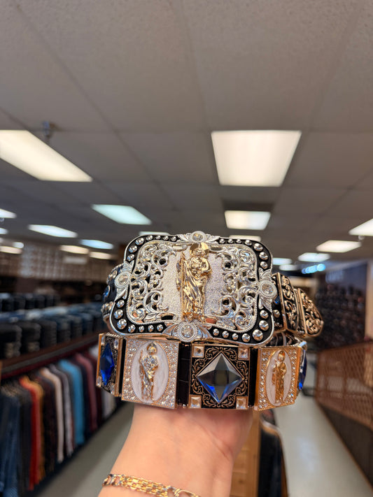 Men western belts San Judas Blue..