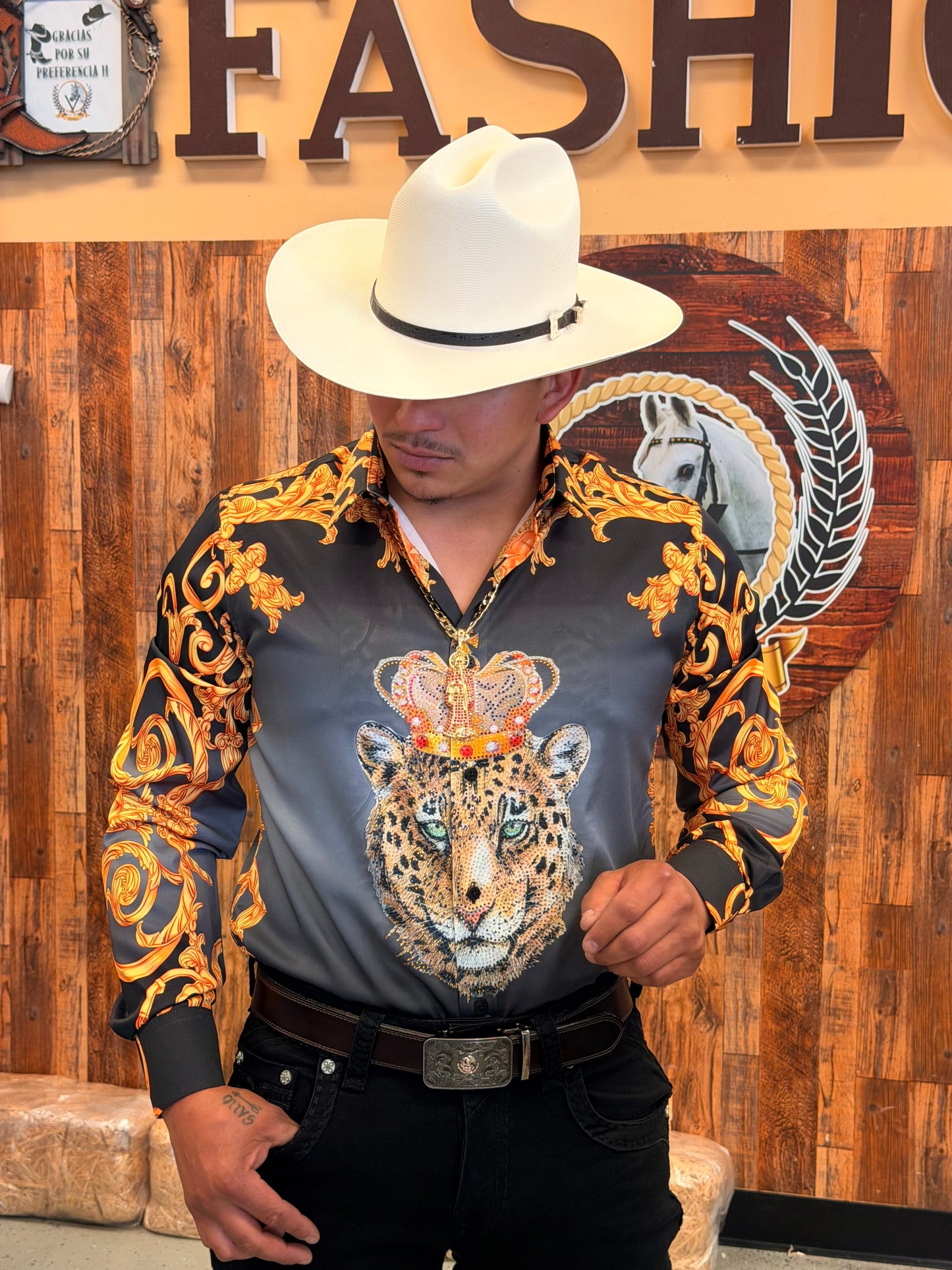Men western shirt black
