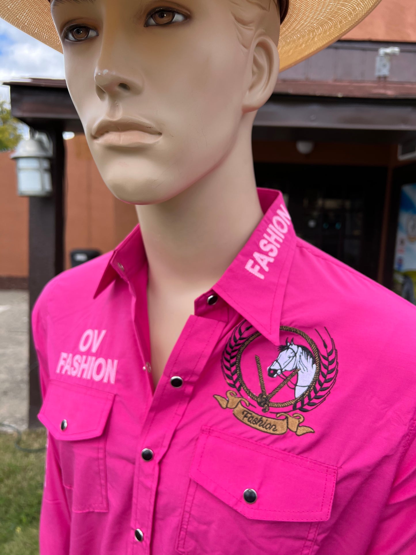 OV Fashion para hombre rosa oscuro con letras rosa claro