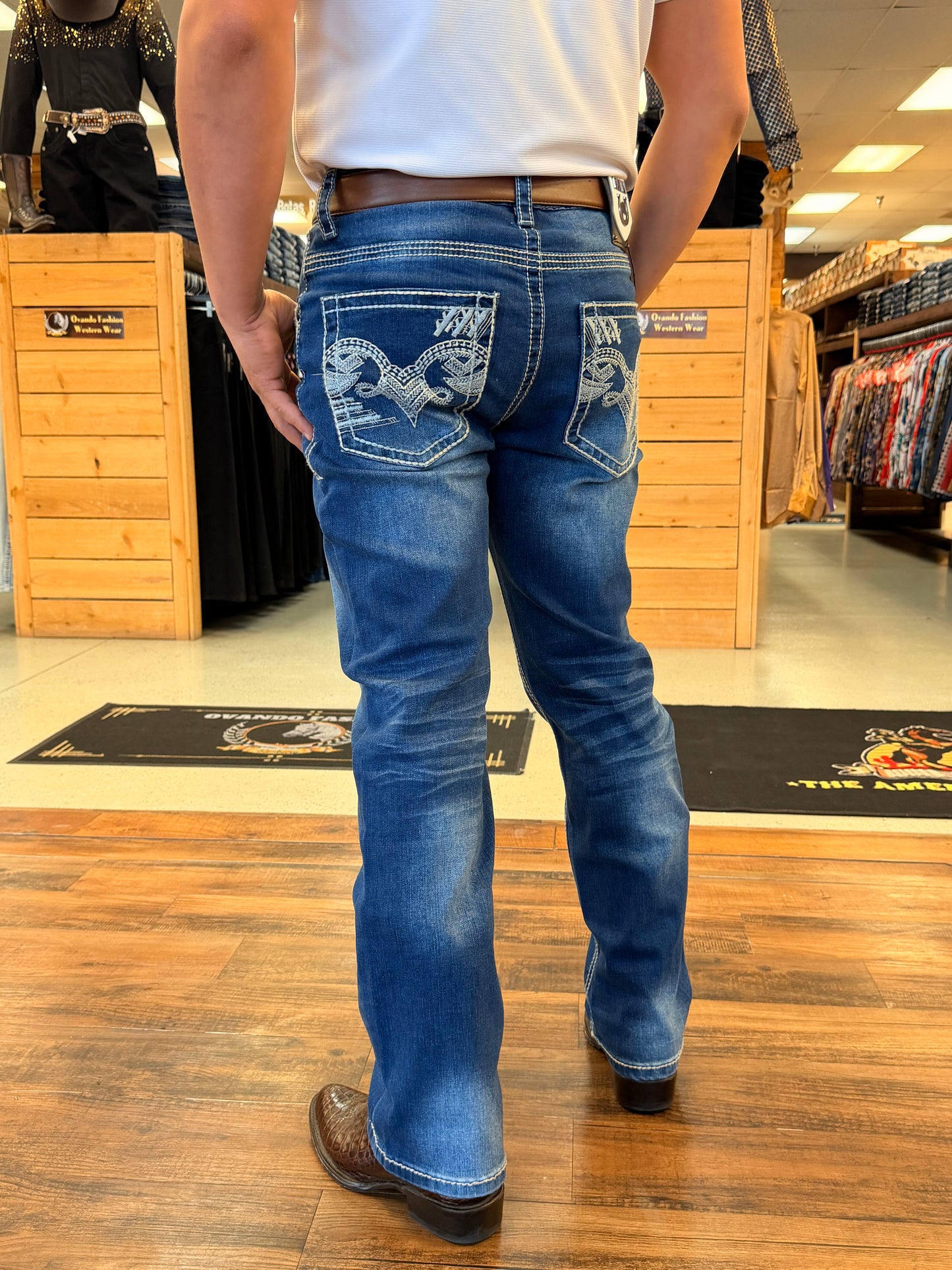 Men western jeans blue