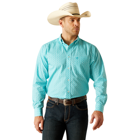 Ariat Wrinkle Resistant Stanley Peacock Blue LS Shirt