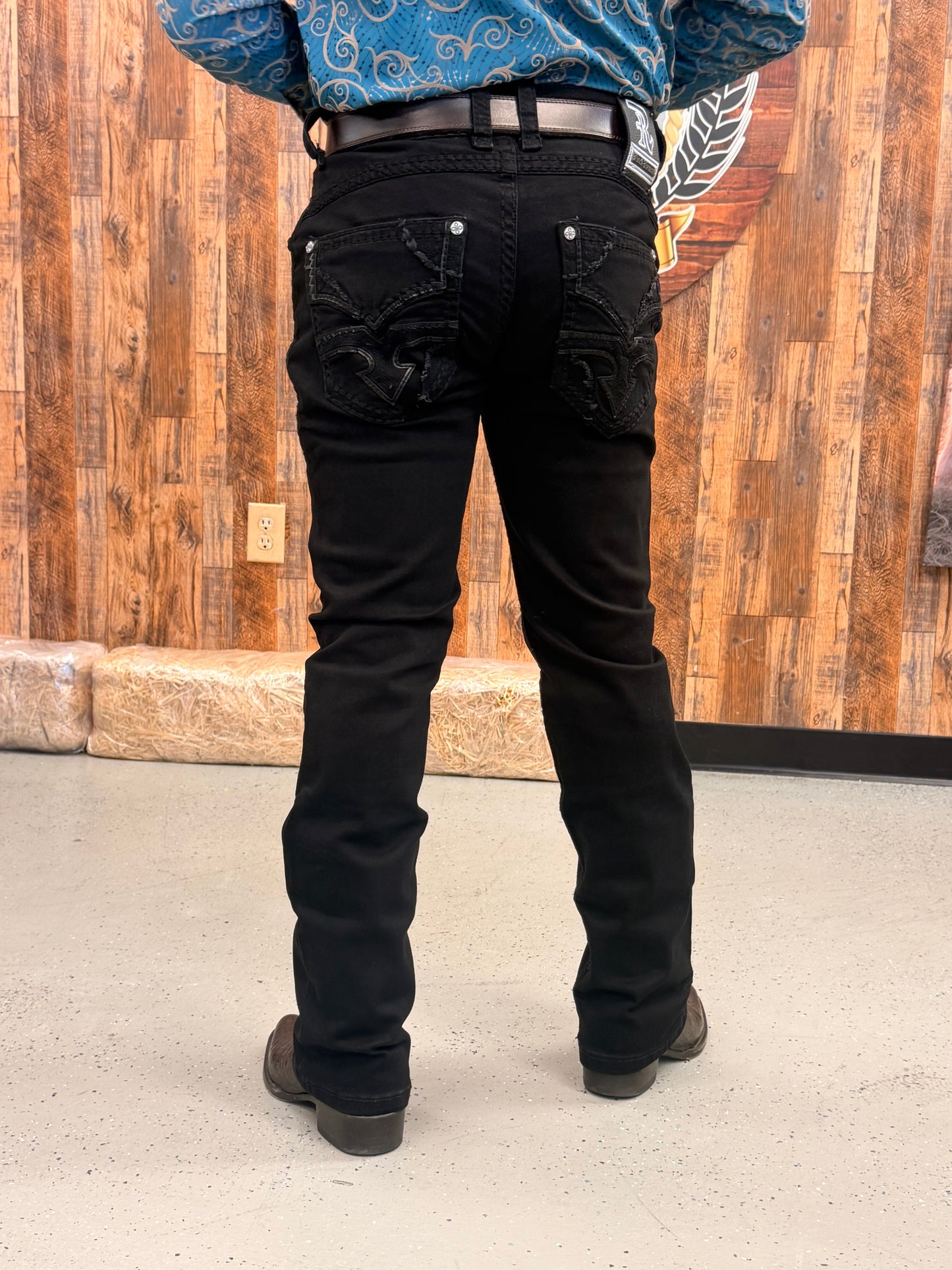 Men western jeans black