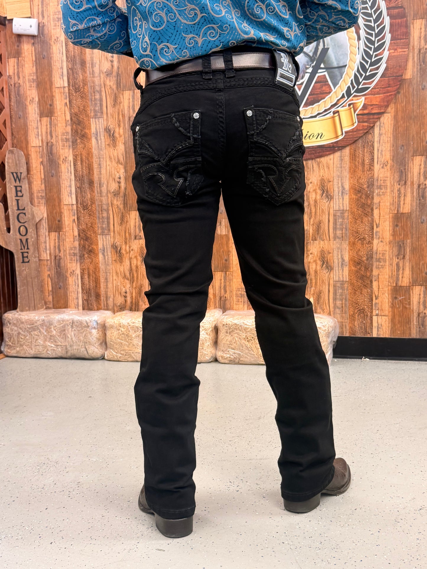 Men western jeans black