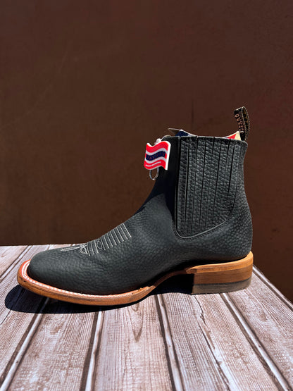 Botin Rodeo Black Rhino Square Toe With Leather Sole