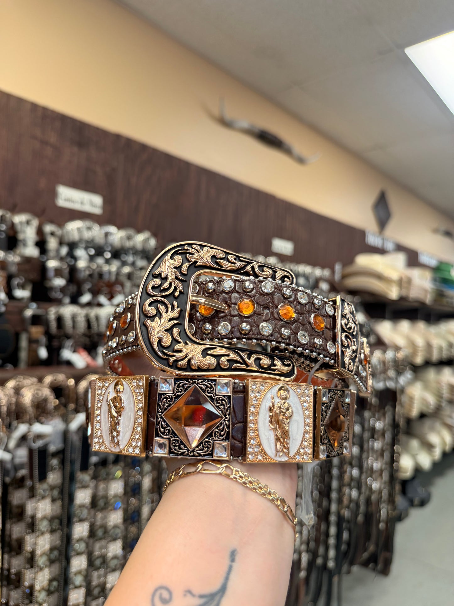 Men western belts brown San Judas