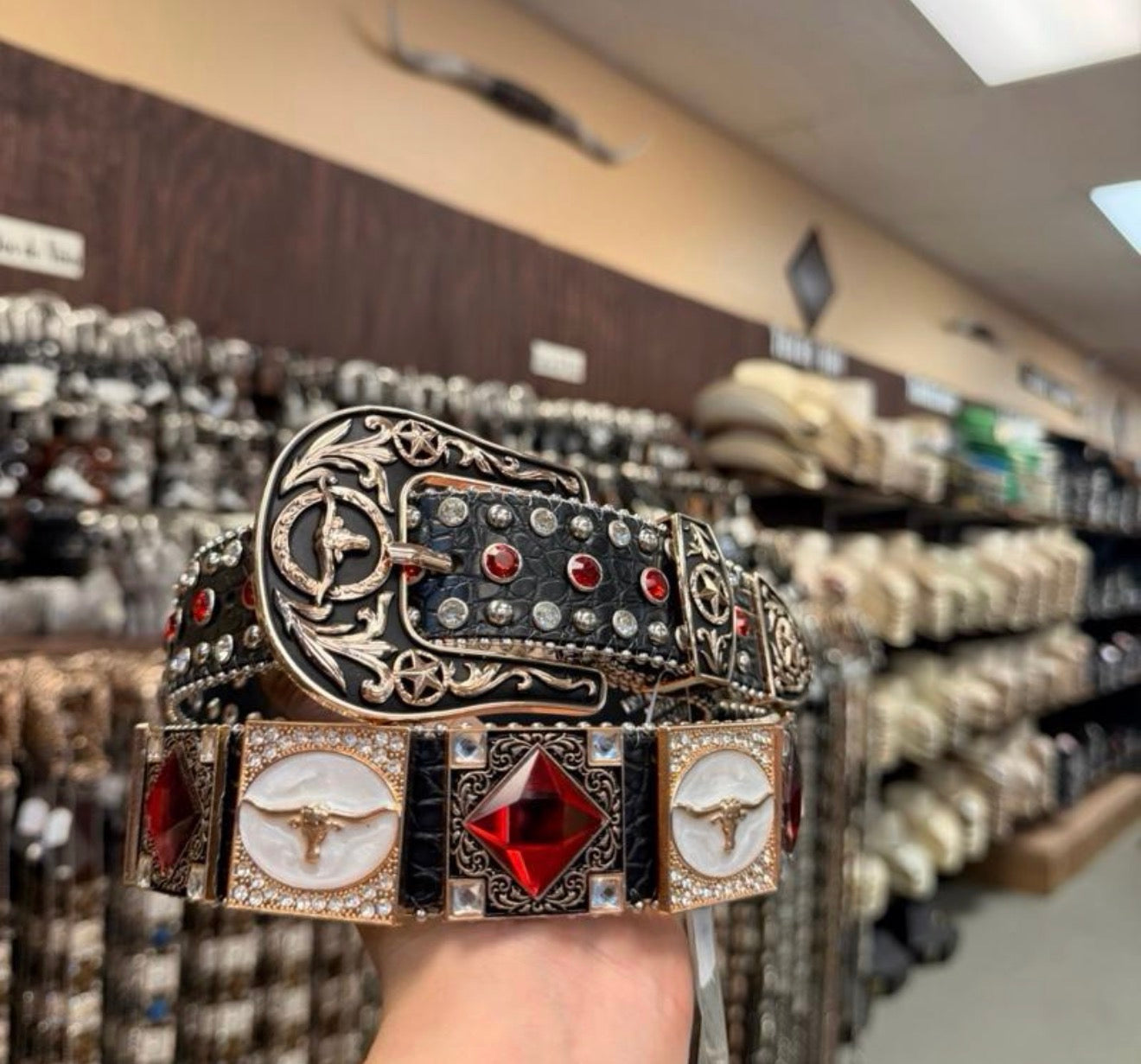 Men western belts Red