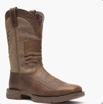 REBEL BY DURANGO® BROWN DISTRESSED FLAG EMBROIDERY WESTERN BOOT