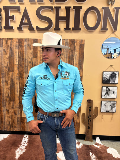 OV Fashion para hombre azul celeste con negro