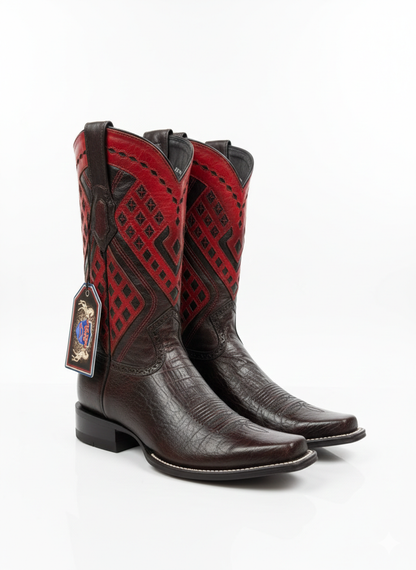 Men boots Narrow Saqueare Toe Black cherry