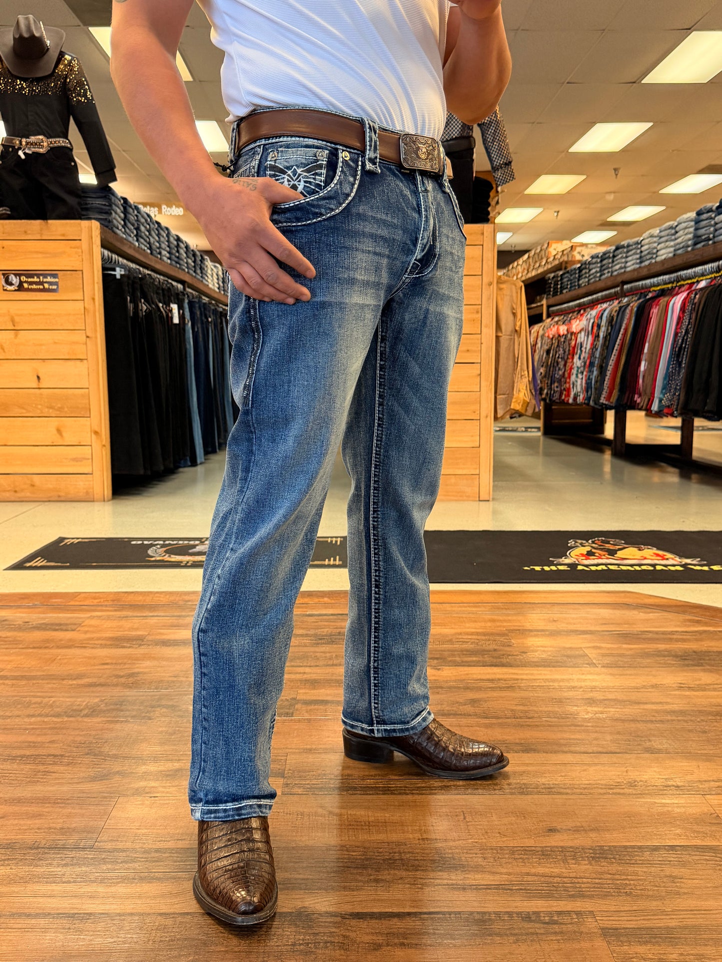 Men western jeans Blue