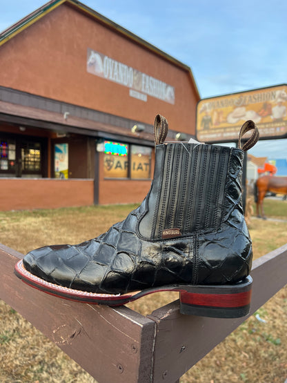 Botin Rodeo Pirarucu Black Square Toe With Jumper Sole