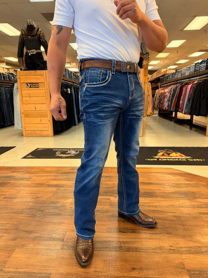 Men western jeans blue