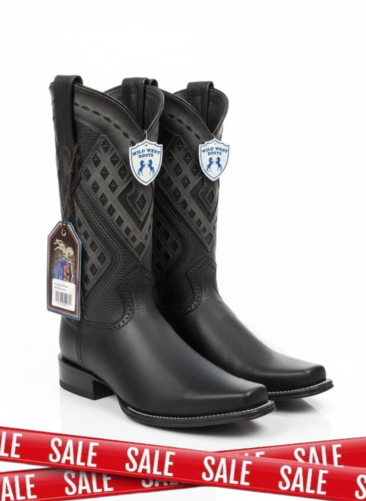 Men boots black Saqueare Toe