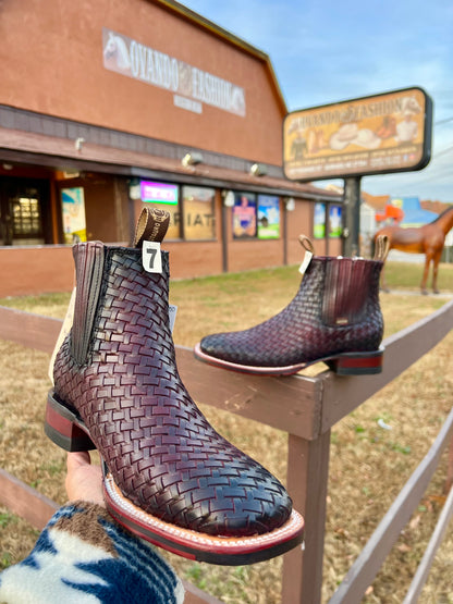 Botin Rodeo Petatillo Black Cherry Square Toe With Jumper Sole