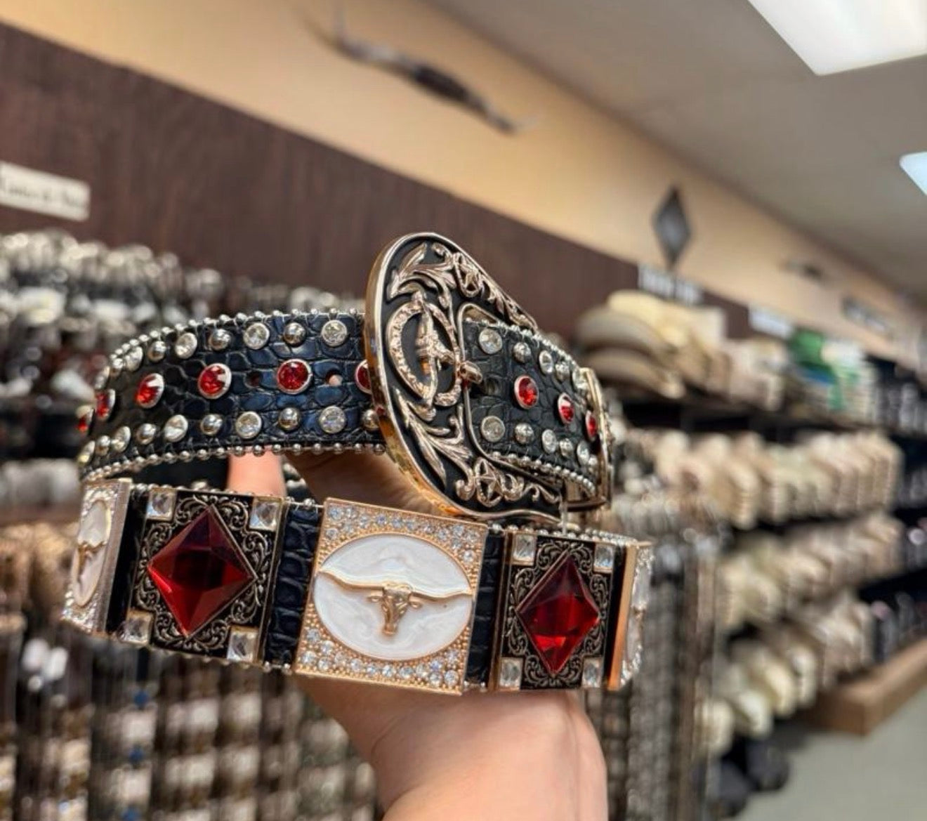 Men western belts Red