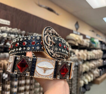 Men western belts Red