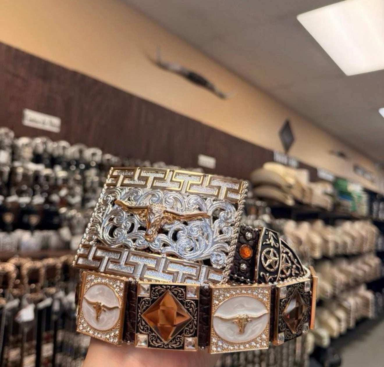 Men western belts brown with buckle